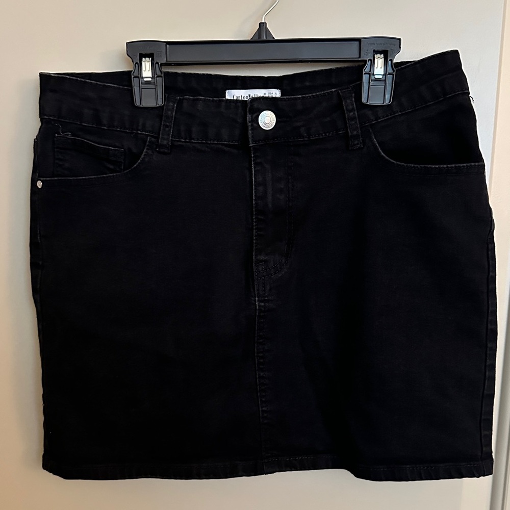 CantonWalker Black Denim Mini Skirt XL